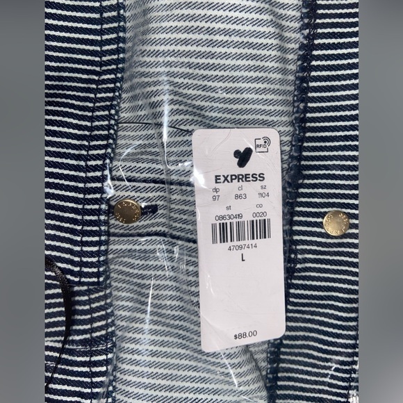 Brand New Express Denim Striped Halter Neck Novelty Button Top - Picture 8 of 8